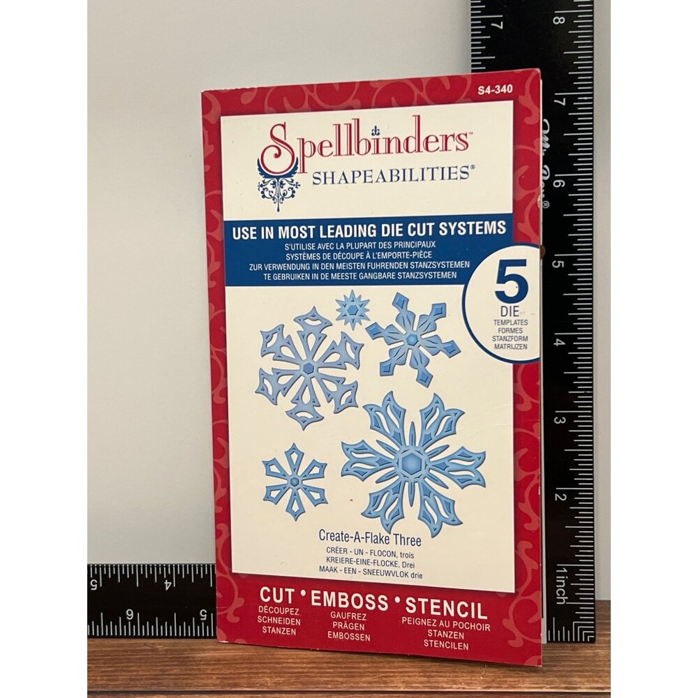 S4-340  Spellbinders Shapeabilities Create-A-Flake Three Die EMBOSS STENCIL